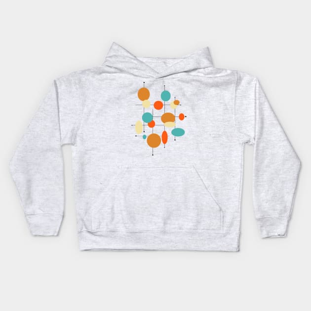 Colorful Geometric Circles Lines Mid Century Kids Hoodie by OrchardBerry